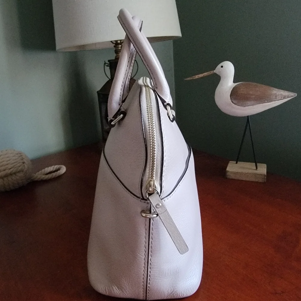 Kate Spade Grove Street Carli Pebbled Leather Dome Satchel Taupe Beige